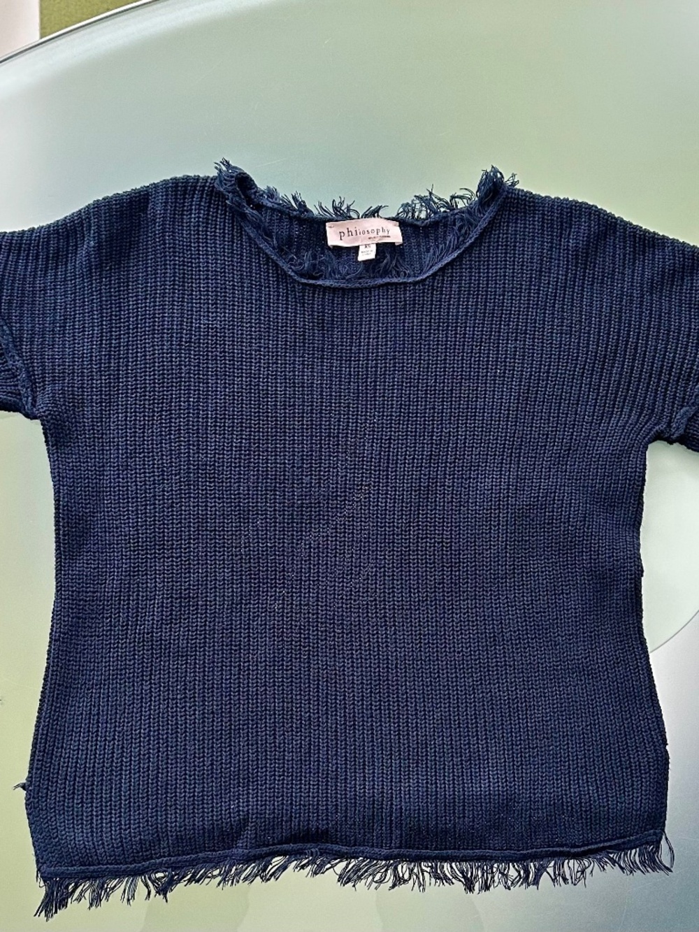 Philosophy Navy Fringe Sweater